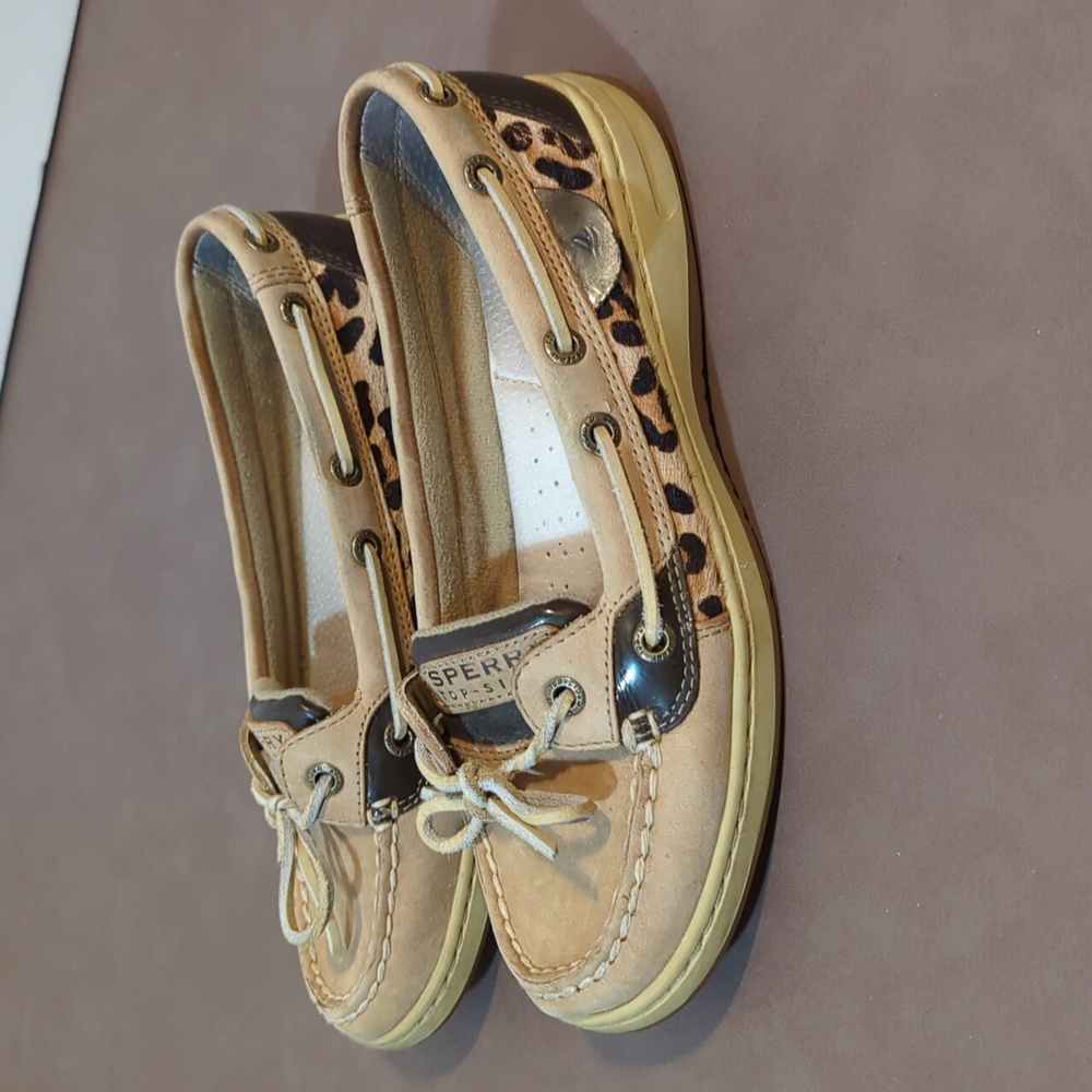 Sperry Boat Slip on Shoes Leopard Animal Print Leather 6M